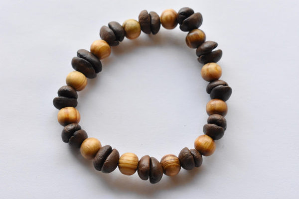 Coffee Bean Bracelet with Natural Wood