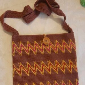 Handmade Ngäbe Chácara / Shoulder Bag / Woven Purse: with Button Closure: Brown & Yellow